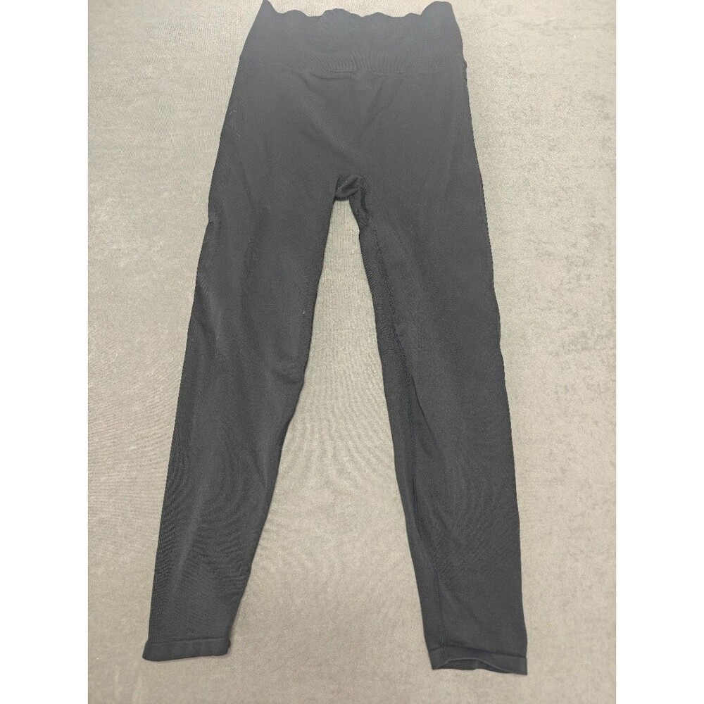 Victoria's Secret PINK Foldover Yoga Leggings Womens L Black Striped Waist